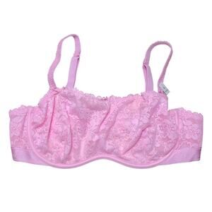 Victoria's Secret PINK Wink Unlined Scoop Bra Lace Pink Bubble Size Large